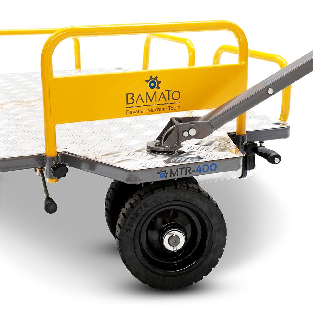 BAMATO Transportwagen MTR-400 | 100% Elektrisch | 400kg Traglast | Elektroantrieb oder Handbetrieb | Bollerwagen Hubwagen Materialtransportwagen