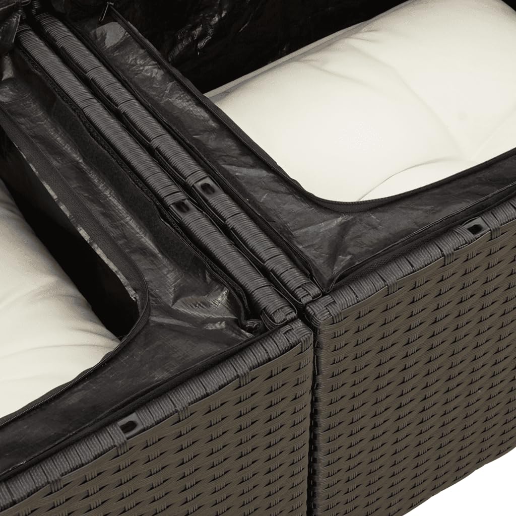 vidaXL Salon de Jardin avec Coussins 6 pcs, Canapés de Terrasse, Ensemble de Meubles de Patio, Mobilier d'Extérieur, Noir Résine Tressée