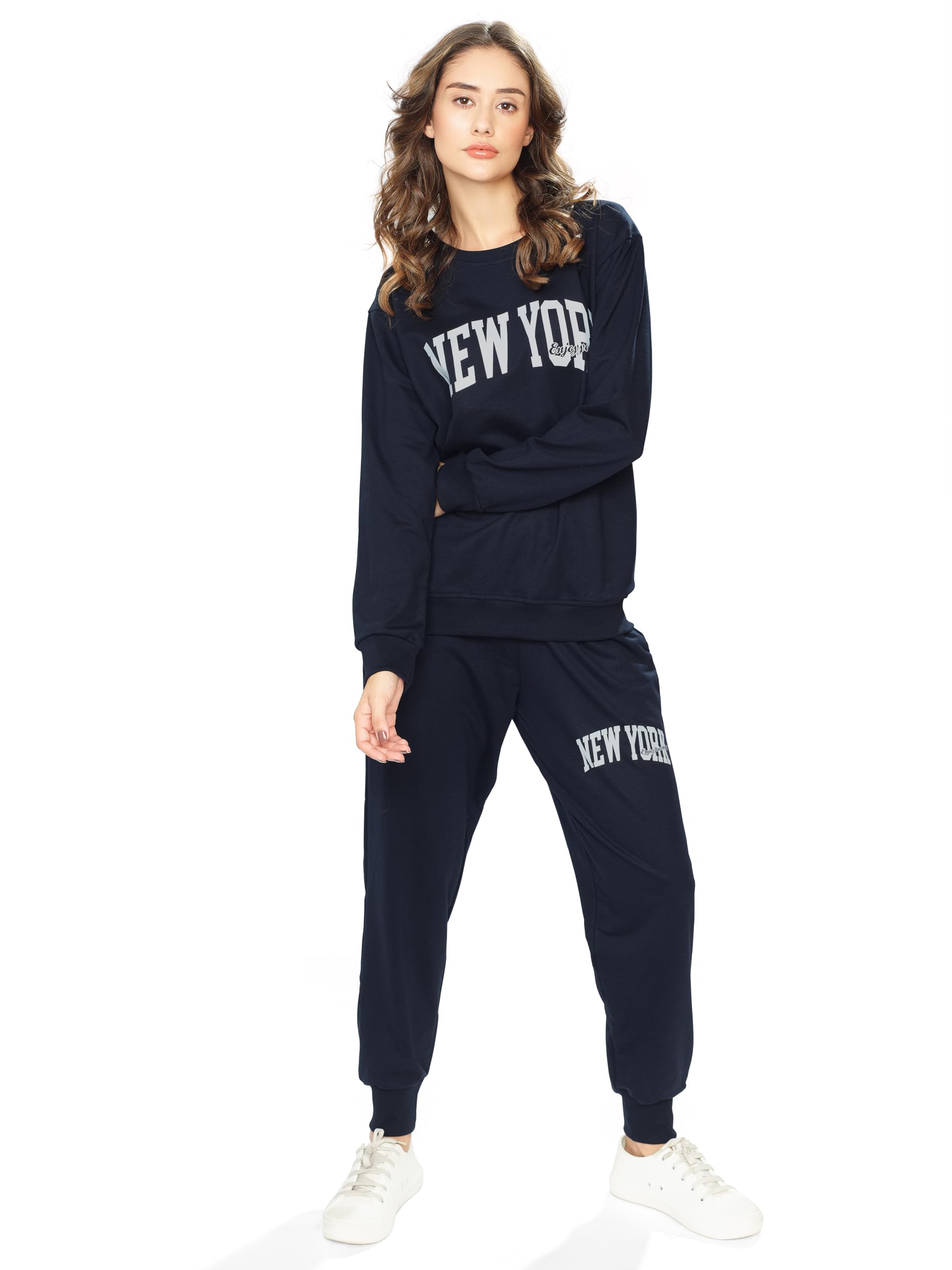 Cotton Track Suit for Womens Printed Full Sleeves Top & Joggers