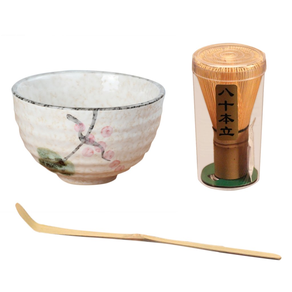 Generico Set di 2 Ciotole per la Cerimonia del tè Tradizionale Giapponese Matcha Chawan con Smalto Bianco e Motivo Floreale di Loto, Ciotole per Cereali e Noodles