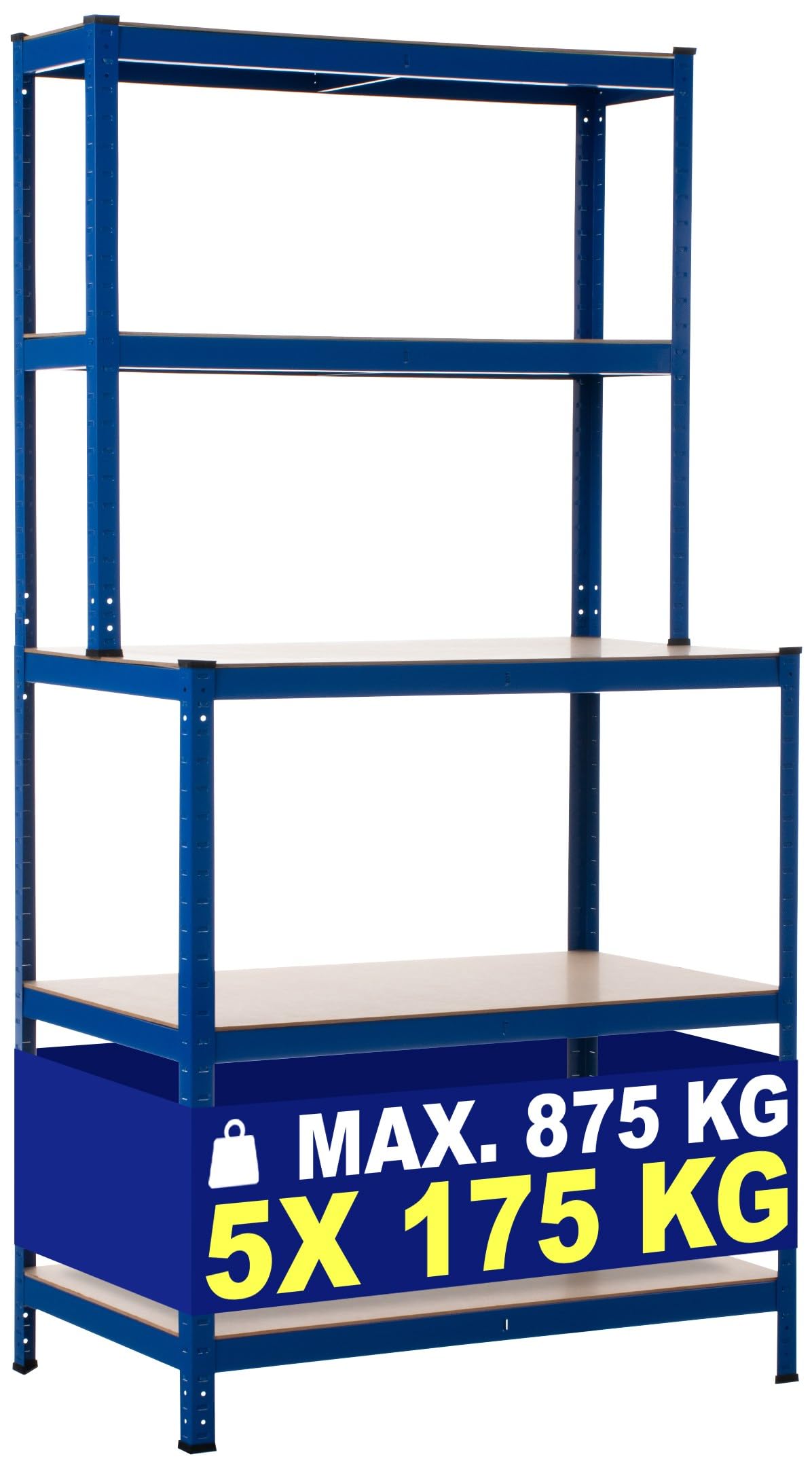CLP Steckregal Mit Werkbank I Böden Bis Je 175 KG Belastbar I Lagerregal Aus Metall, Farbe:blau