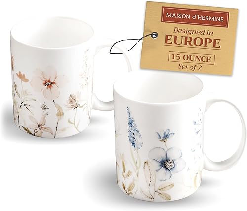 Miniatura 10 de Maison d' Hermine Holly Time - Taza de café de porcelana fina con asas para regalos, bebidas calientes, café, capuchino, latte, cacao, té perfecto