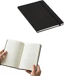 Caderneta de Anotações Grande Preto 14x21cm 80 Folhas Com Pauta Capa Emborrachada Caderno A5 Tipo Moleskine Bloco de notas Pautadas