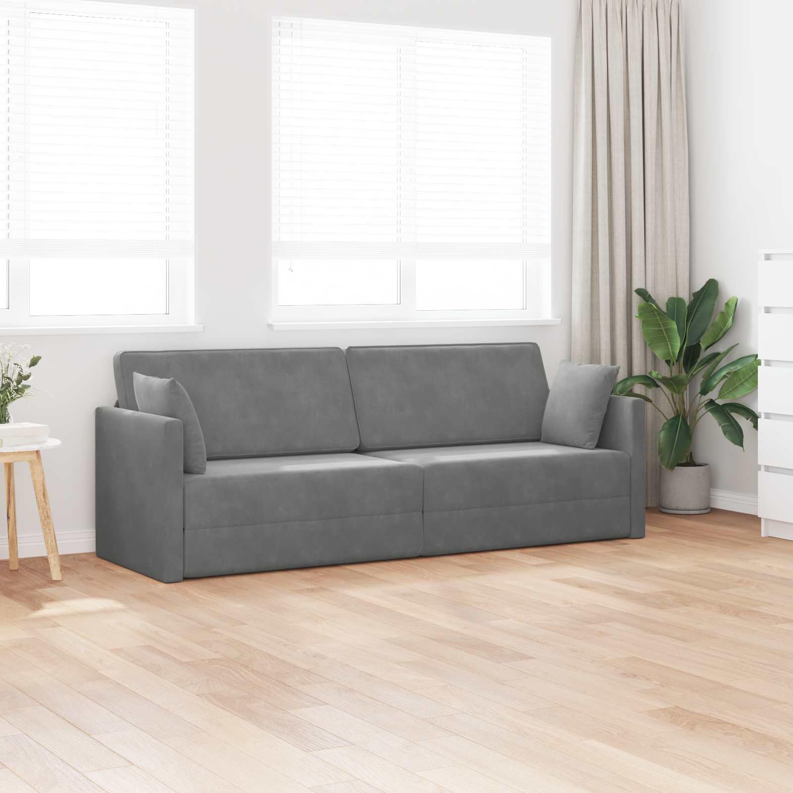 Sofa podłogowa ciemnoszara, 213 x 70 x 77 cm, aksamit