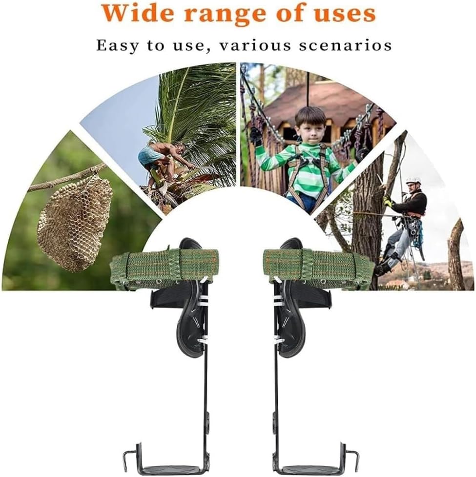 Adjustable Tree Climbing Non-Skid Pedal, Stainless Steel Tree Climbing Spikes, Non-Slip Tree Climbing Equipment Set, for Climbers, Logging, Hunting Observation, Fruit Picking