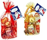 Eine Mischung feinster Weihnachts-Naschereien, liebevoll zusammengestellt in einem hochwertigen Organza-Säckchen in rot oder gelb
