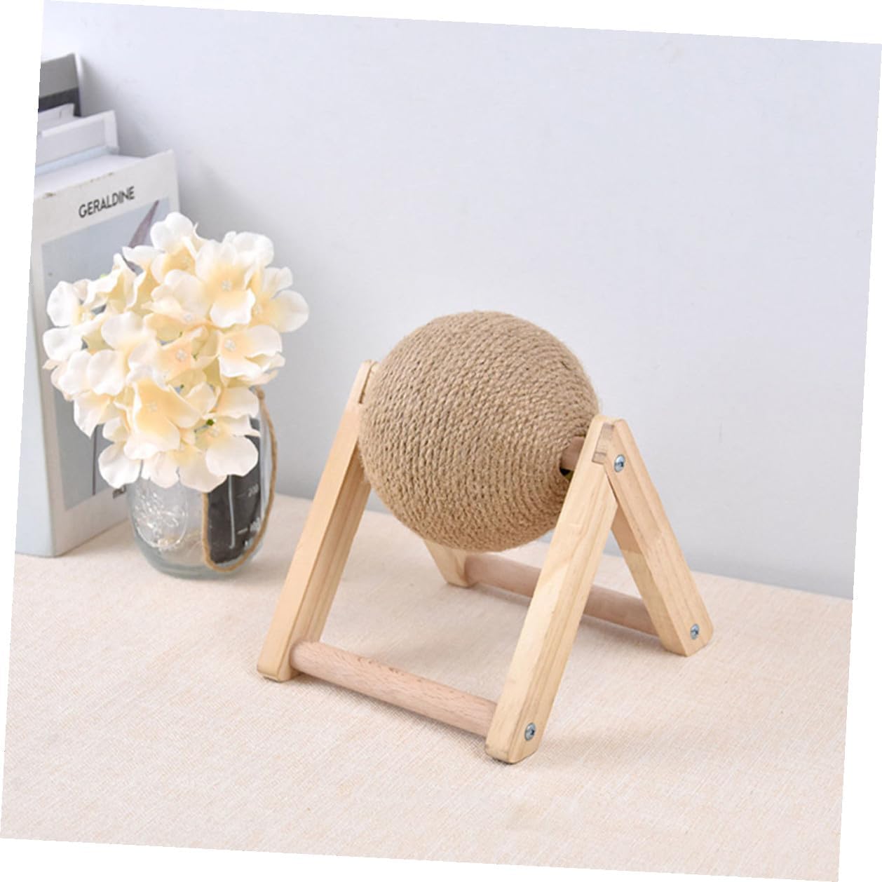 BESPORTBLE Wooden Floor Standing Cat Scratcher with V-Shaped Triangle Scratching Ball Large Size Household Kitten Scratch Board for Indoor Cats Pet Play Supplies