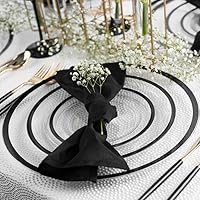 Vista 4 de Blue Sky Contrast Collection Clear With Black Rim Combo Plate Set - 7", 10" & 13" (24-Count) Round Plastic Disposable & Reusable Dinnerware for