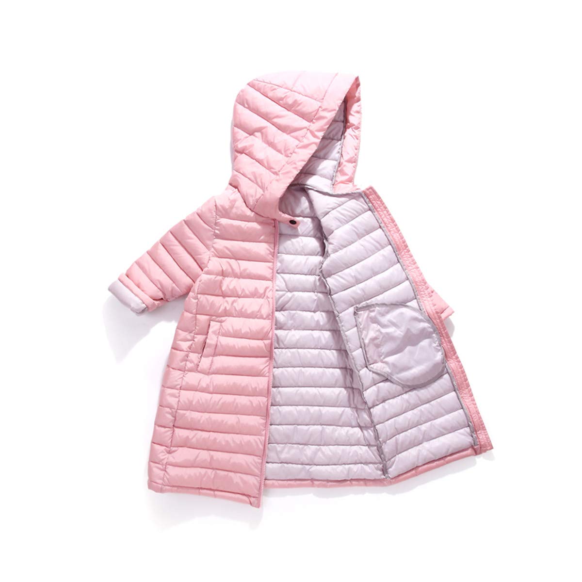 Big Girls' Winter Down Jacet Puffer Coat Padded Winter Overcoat Kids Packable Soft Lightweight Down Jacket Pink 8-9T