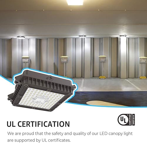 Miniatura 6 de HYPERLITE Luz LED de toldo de 100 W, 0-10 V, regulable, 13000 lm, luces LED para exteriores, IP65, impermeable, ideal para gasolinera, garaje,