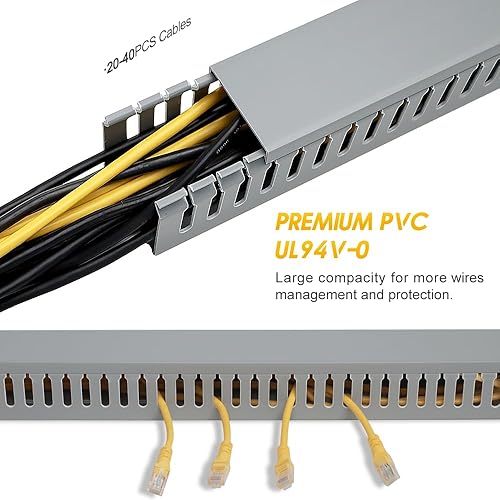 Miniatura 4 de Canaleta de cables, kit de gestión de cables de ranura abierta de 95 pulgadas con estructura a presión mejorada, cubierta de cable para debajo del