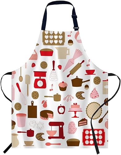 oFloral Delantal de chef de pastelería para cocinar pasteles, delantal ajustable, delantal de chef, unisex, para mujeres y hombres, perfecto para la