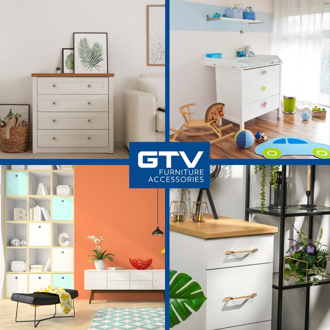 GTV - Piazza Knob Stainless Steel Look 30 x 30 mm I Furniture Knobs with Screws I Cupboard Knobs Kitchen Knobs Door Knob Drawer Knob Handle Furniture Handles I Shell: Galvanised, Painted