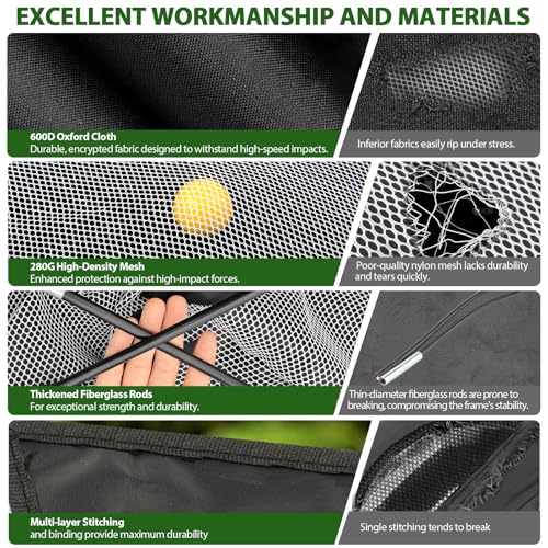 image for DABIGE 10x7 Ft Practice Hitting Golf Net with Tri-Turf Mat, Ball, Tee,