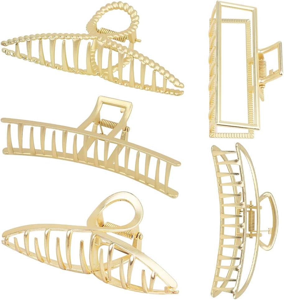 Hair Claw Clips, Large Hair Clips for Thick Hair, Metal Hair Clips, Long Hair Clips, Big Jaw Clips for Hair, Butterfly Hair Clips with Teeth, Grip Hair Clamps Non-Slip Hair Clips for Women Light