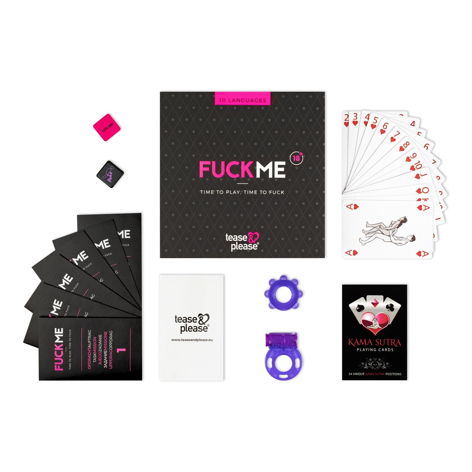 EasyGlide Tease & Please FuckMe Game, Juegos Sexuales de Parejas Adultos para probar nuevas posiciones con atributos incluidos, Juegos eroticos para divertirse en el dormitorio de los adultos