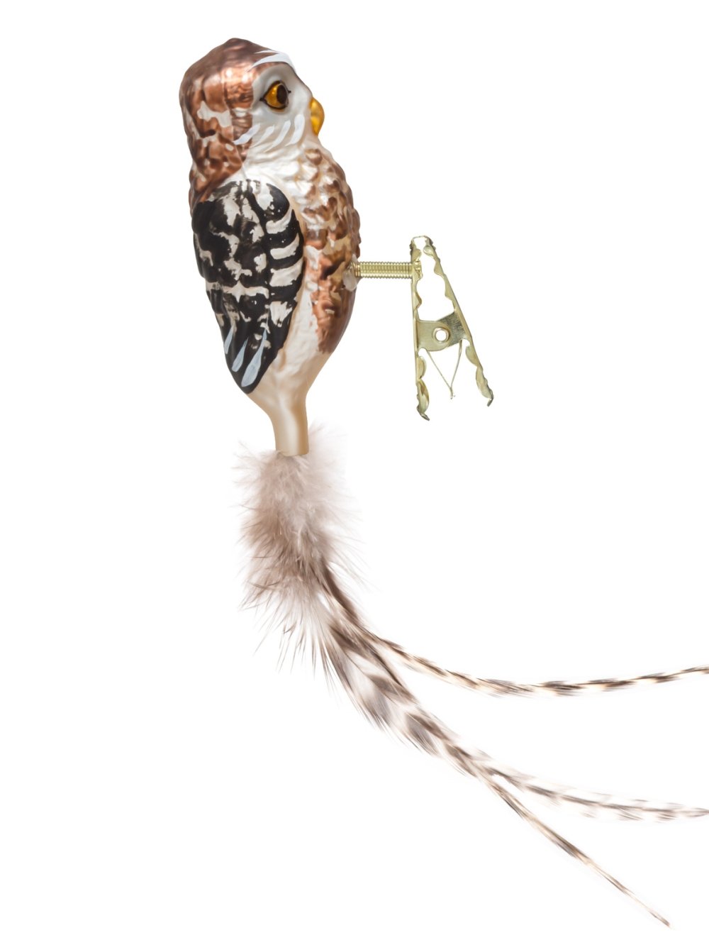 Birds Of Glass® Glas-Vogel Buchfink - Handgefertigter Christbaumschmuck Mit Naturfeder