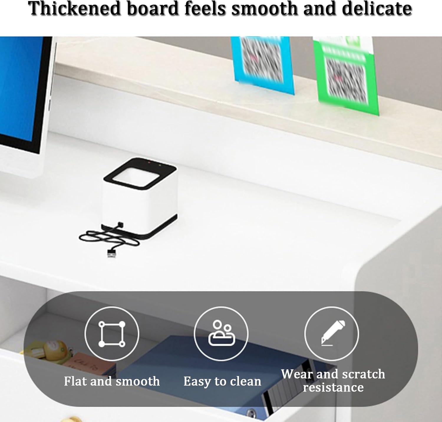 YVYKFZD Reception Desk with Counter, L Shape Front Desk Reception, Great Space Saver Reception Counter Desk with Lockable Drawers, Office Retail Checkout Counter Table(Marble,47.2"x15.7"x35.4")