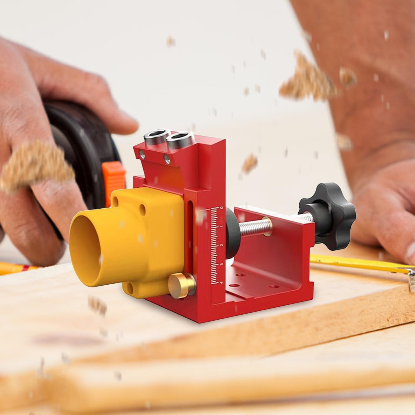Pocket Hole Jig Kit, regulowany przewodnik po wierceniu drewna z systemem zbierania kurzu, precyzyjna lokalizator do montażu szafek, biurka i mebli, hobby lub projektów