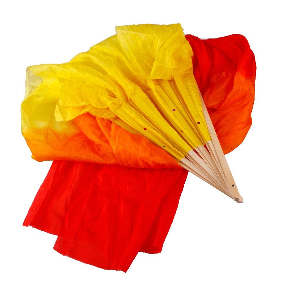 Fashion Colorful 1.5M Hand Made Belly Dance Dancing Silk Bamboo Long Fans Veils 2