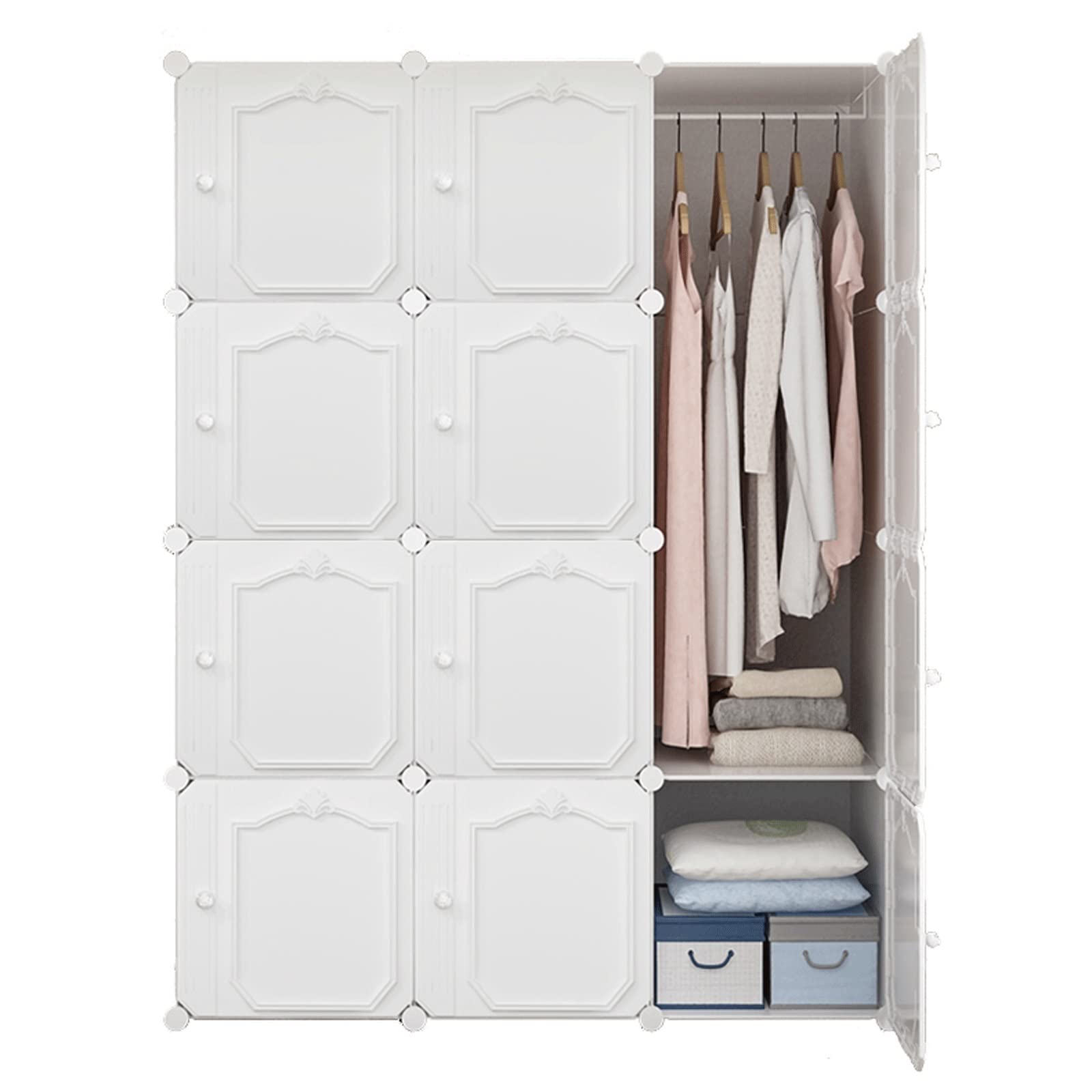 Armadio Portatile Armadio del Guardaroba Portatile Mobile modulare Guardaroba Pieghevole con portaoggette for Porte e Vestiti. Armate per Conservare I Vestiti (Color : A)