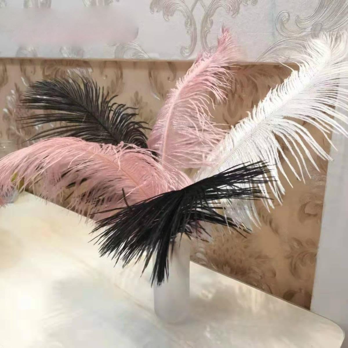 plumes de mariage plumes d'autruche véritables plumes 30-55cm centres de table blancs pour la décoration de table de mariage-La couleur de l'image, 40-45cm 10pcs