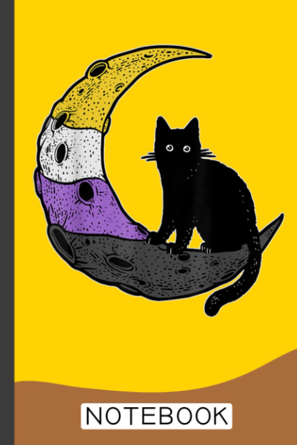 Nonbinary Moon Space Cat LGBT Pride with NB Non-Binary Flag Notebook: Blank Lined Journal Notebook for LGBT Pride, lesbian Pride, Gay Pride, Bisexual Pride, Transgender Pride and Pansexual Pride gift