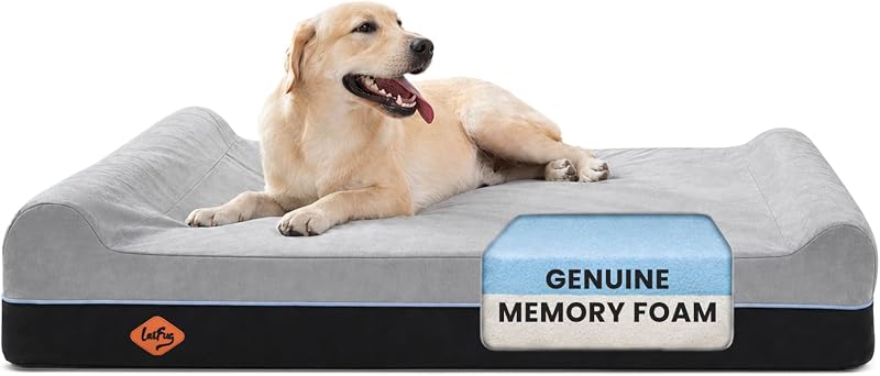 Laifug Orthopedic Dog Beds for Large Dogs,7" Memory Foam Dog Beds,Durable Water Proof Liner Removable and Washable, Nonskid Bottom, Slate Grey 50"x36"x10"