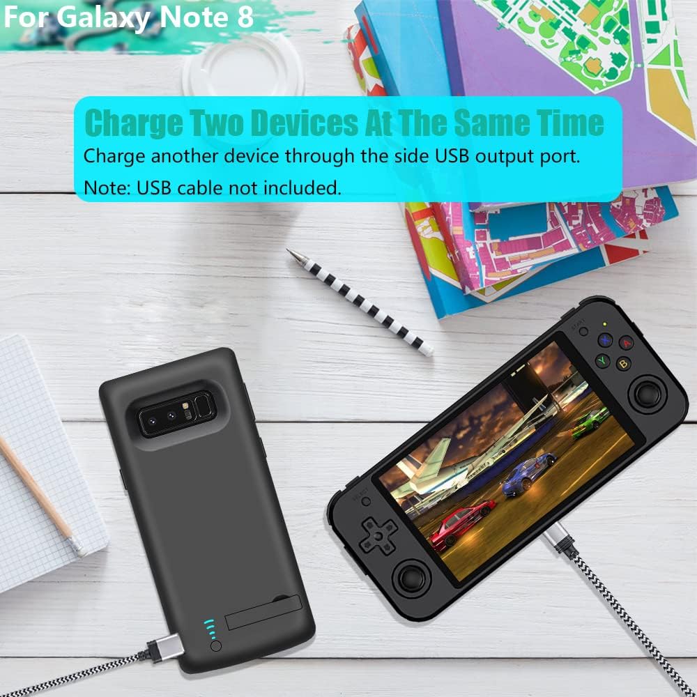 Battery Case for Samsung Galaxy Note 8, 6500mAh Rechargeable Battery Charging Charger Case, Add 1.4X Extra Juice (6.3 Inches) Black