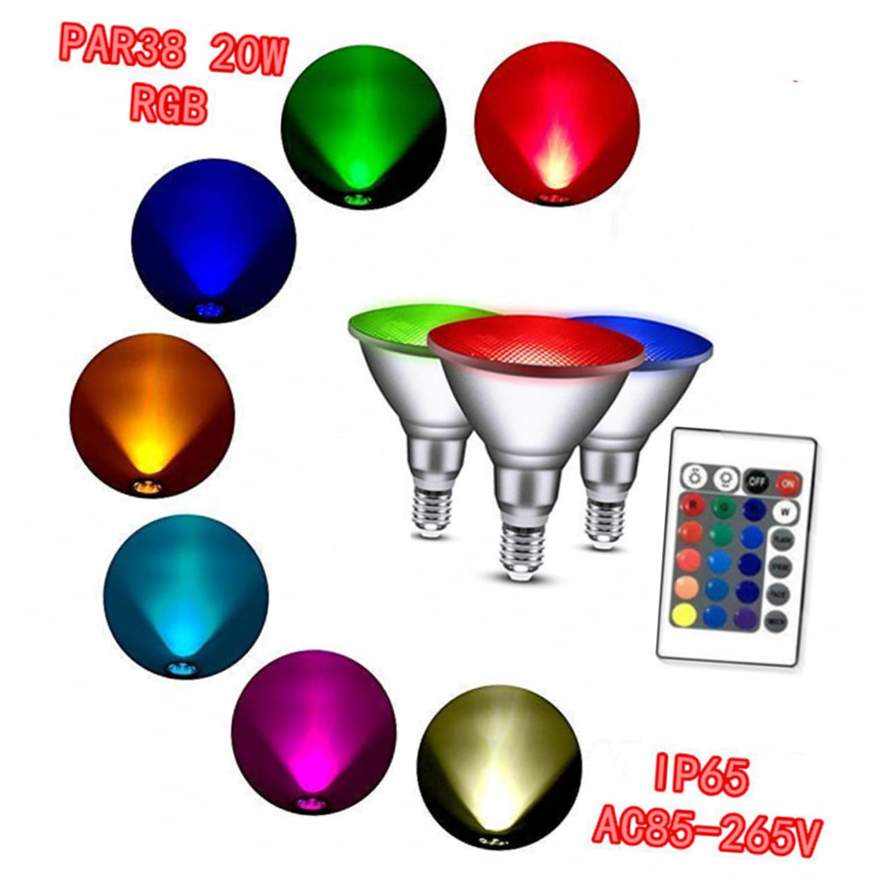 NUOBESTY Focos Led Rgbw Bombillas De Foco Jardín Exterior Con Controles Remotos Para Decoración De Fiesta