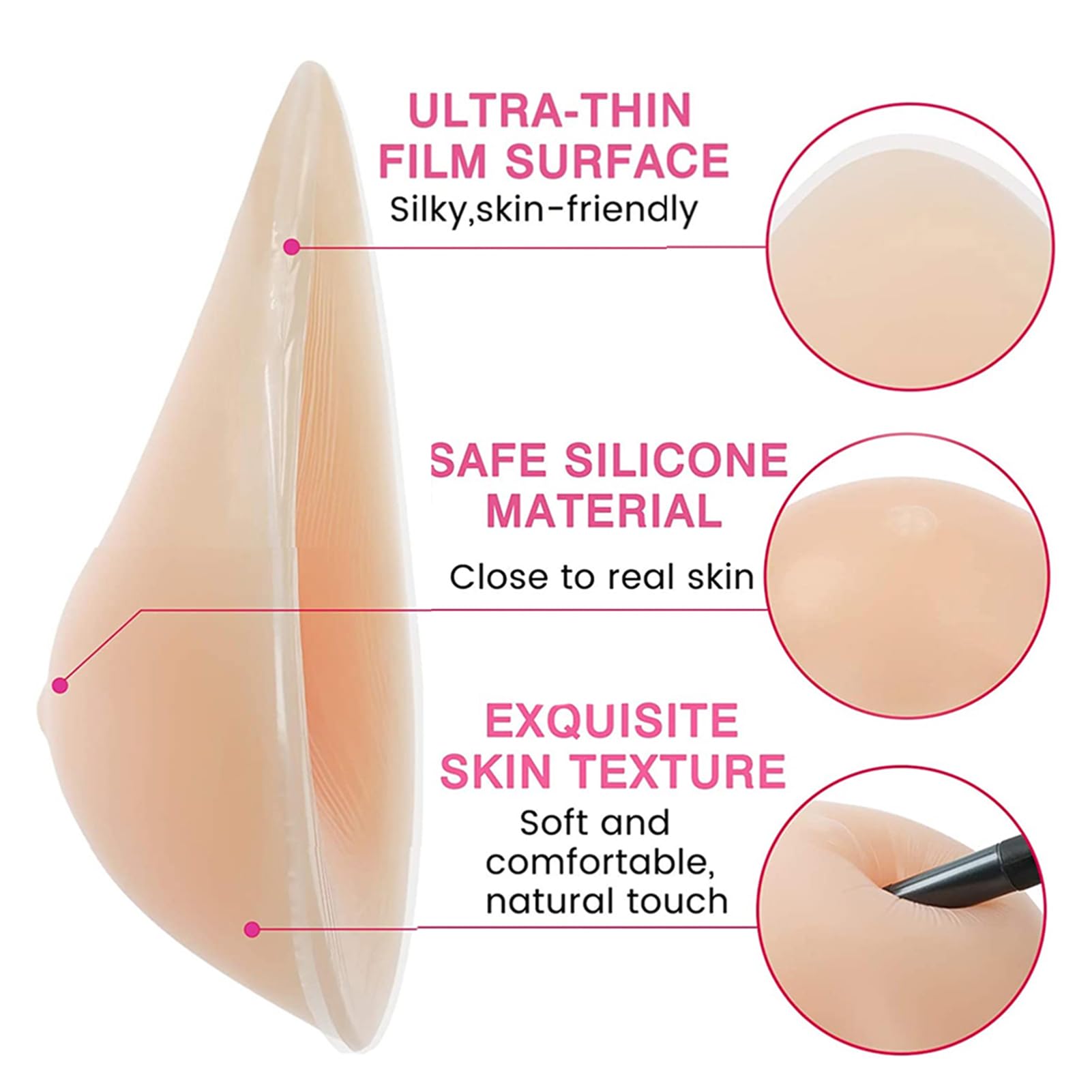 Protesi Mammarie In Silicone Autoadesive, For Mastectomia Realistiche E Cuscinetti Morbidi For L'ingrandimento Del Seno For Cosplay Transgender