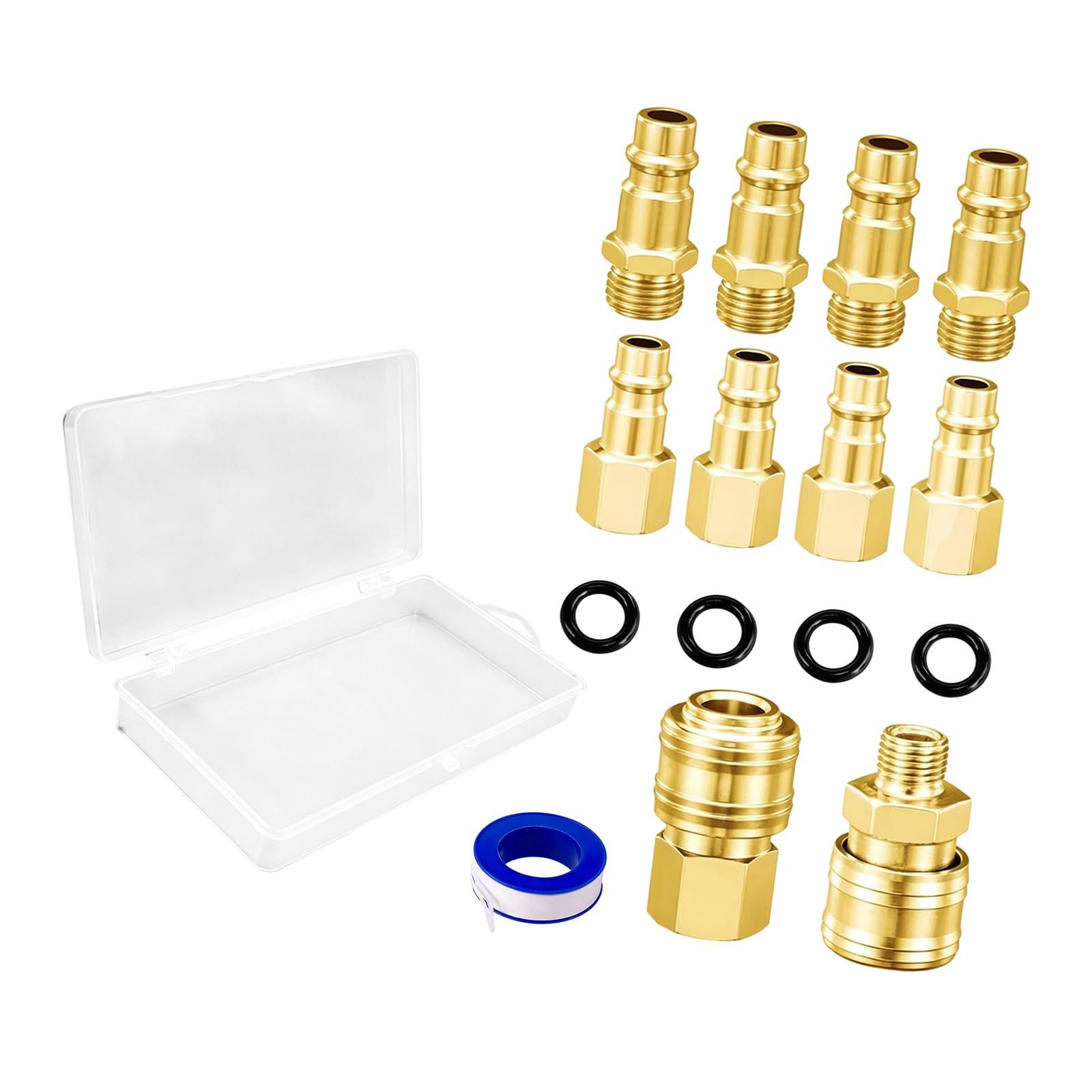 Xjdzineq Iron Copper Plated 10Pcs Compressor Coupling European Connectors Iron Quick Releasing Steel Plated Rust Resistant For Industrial Machine Repair Equipment