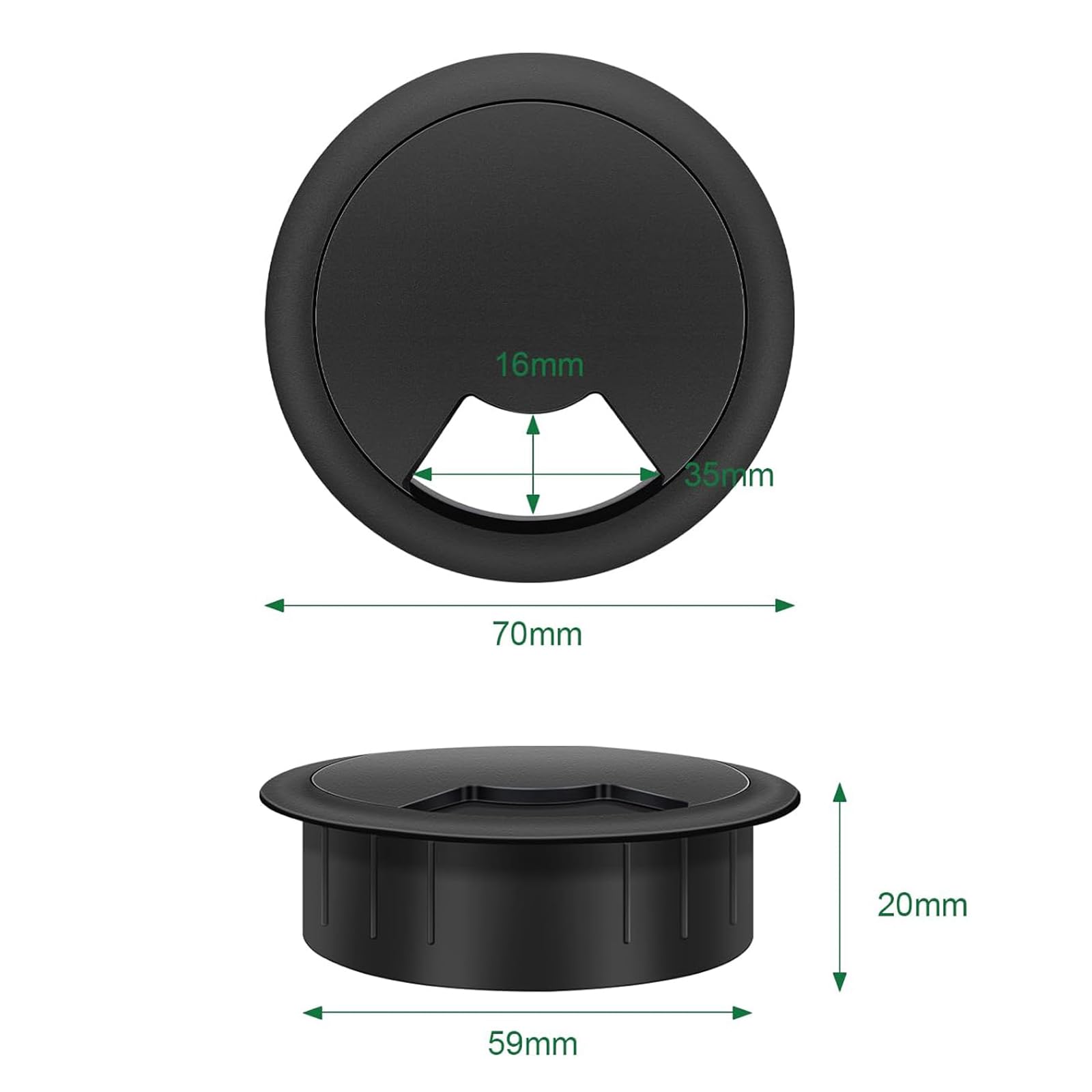 Copri Foro Passacavo per Scrivania 60 mm Diametro 12pcs
