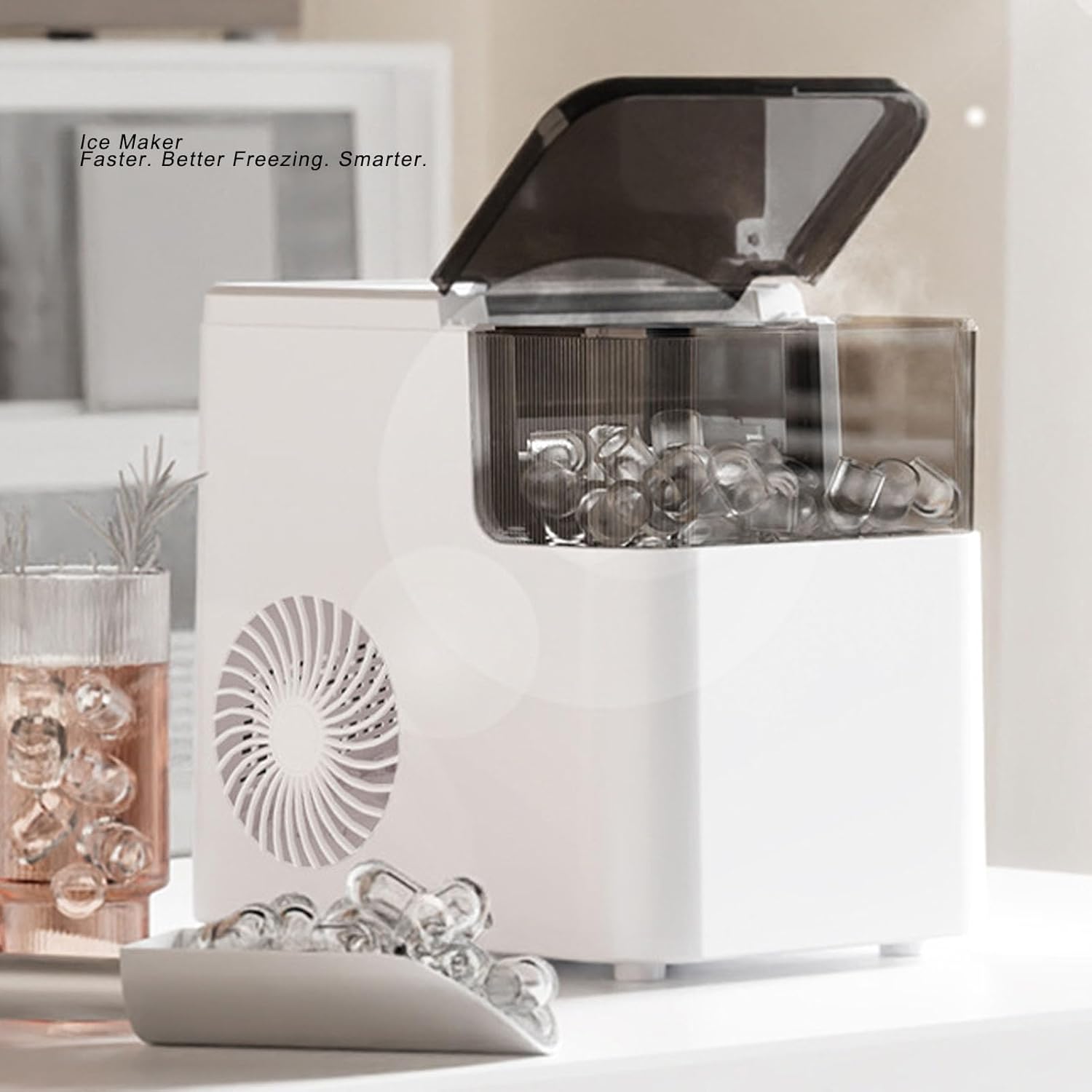 Cosiki Automatic Ice Maker Countertop, 26lbs in 24H Portable Ice Machine with Scoop for Home Kitchen Camping RV