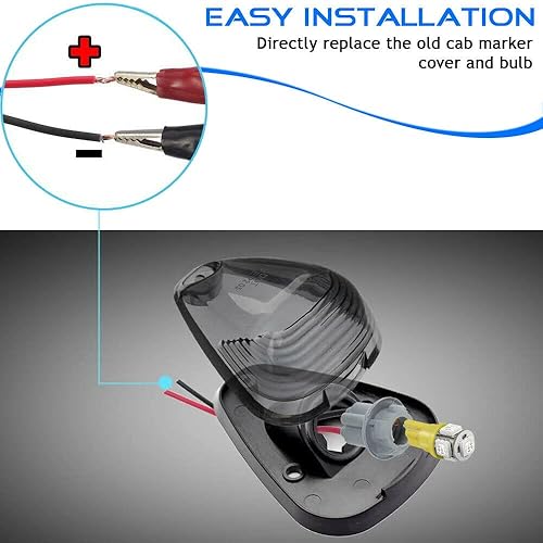 Miniatura 2 de 5 lámparas de funcionamiento negras con lente ahumada para techo con luces LED blancas compatibles con Ford F150 F250 F350 F450 F550 F650 F750 E150