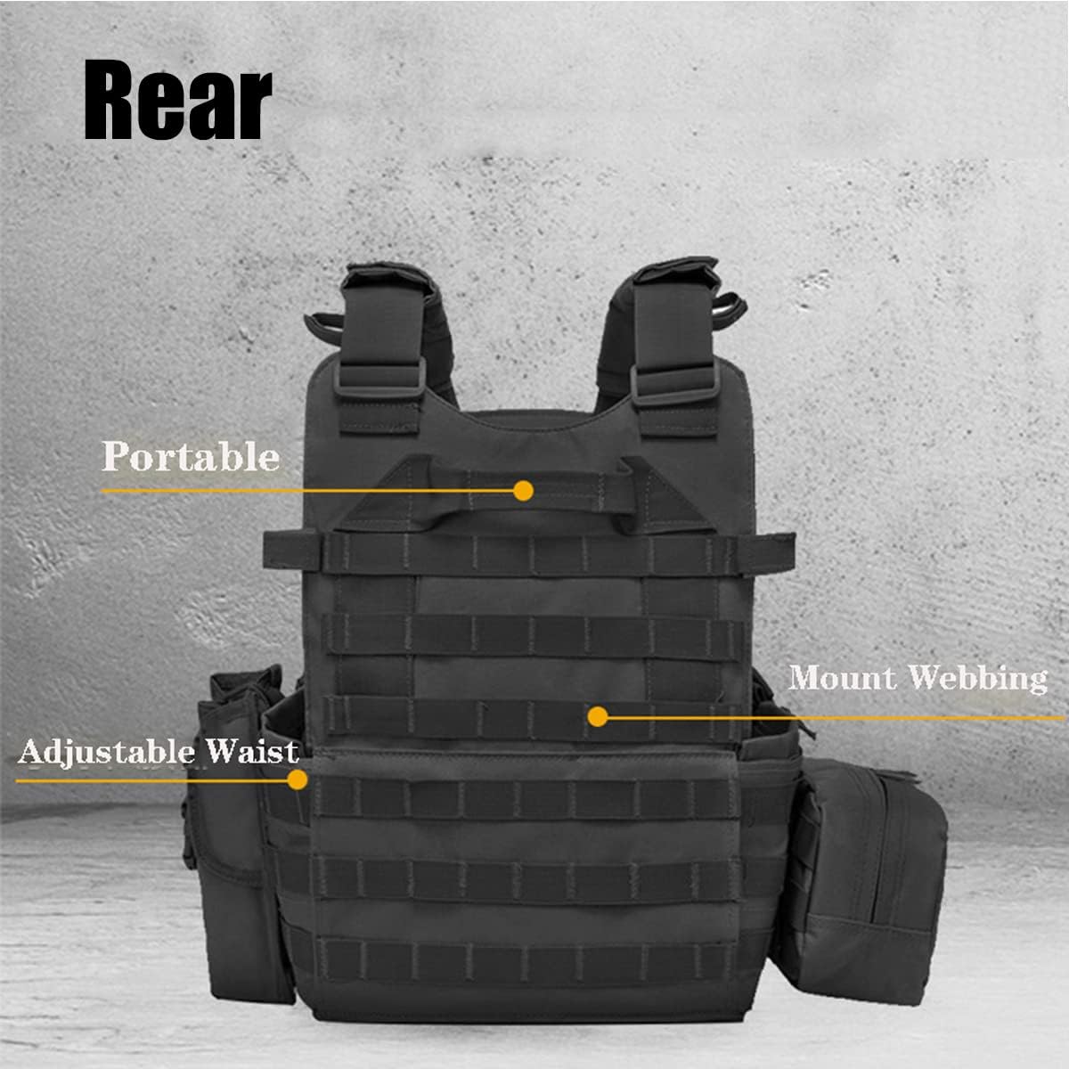 AZB Tactical Vest For Men Quick Release Breathable Paintball Airsoft Vest Adjustable - Image 3