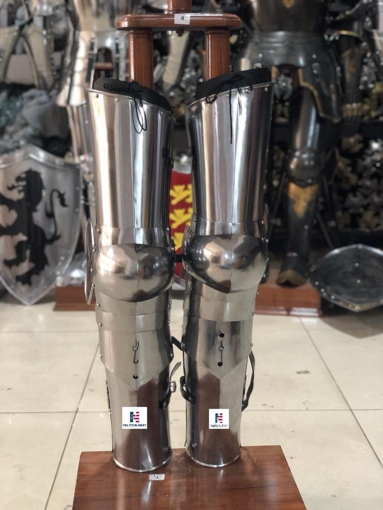 Leg Combat Armor Set, Plate Legs, cuisses with poleyns and Greaves LARP Steel Protection Medieval Armor Costume