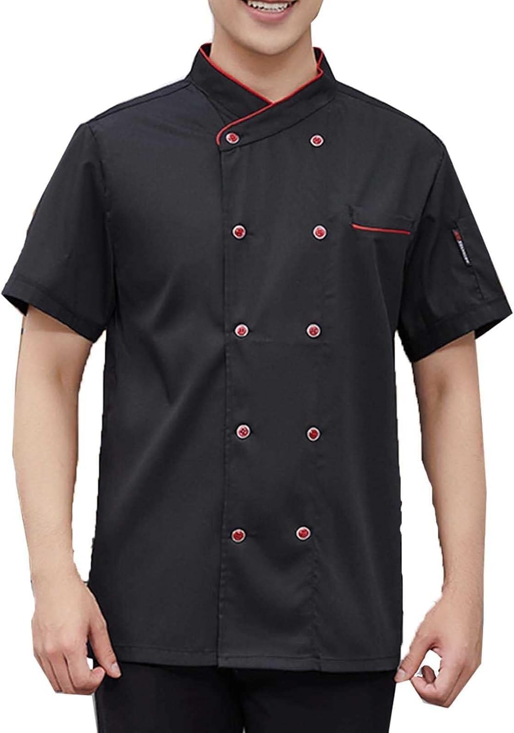 Uniforme de Cocina de Verano, Chaqueta de Trabajo de Chef Unisex, Uniformes de Camarero de Telas Transpirables