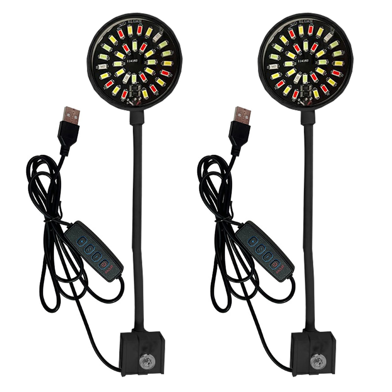 2 luces LED de iluminación LED para acuario de 7 W, iluminación ajustable, para plantas de agua y acuarios de agua fresca, equipado con un cable de alimentación de 95 cm, color negro