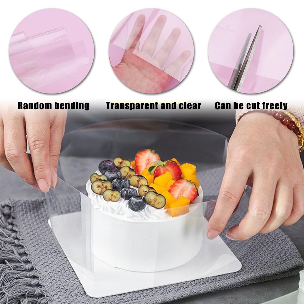 Fadcaer Collari per Torta,Fogli Acetato per Dolci,15cm X 10m, Rotolo di Acetato Trasparente,Acetato per Pasticceria,Acetato per Torte,Fogli Acetato per Torteper Mousse, Cioccolato, Dessert