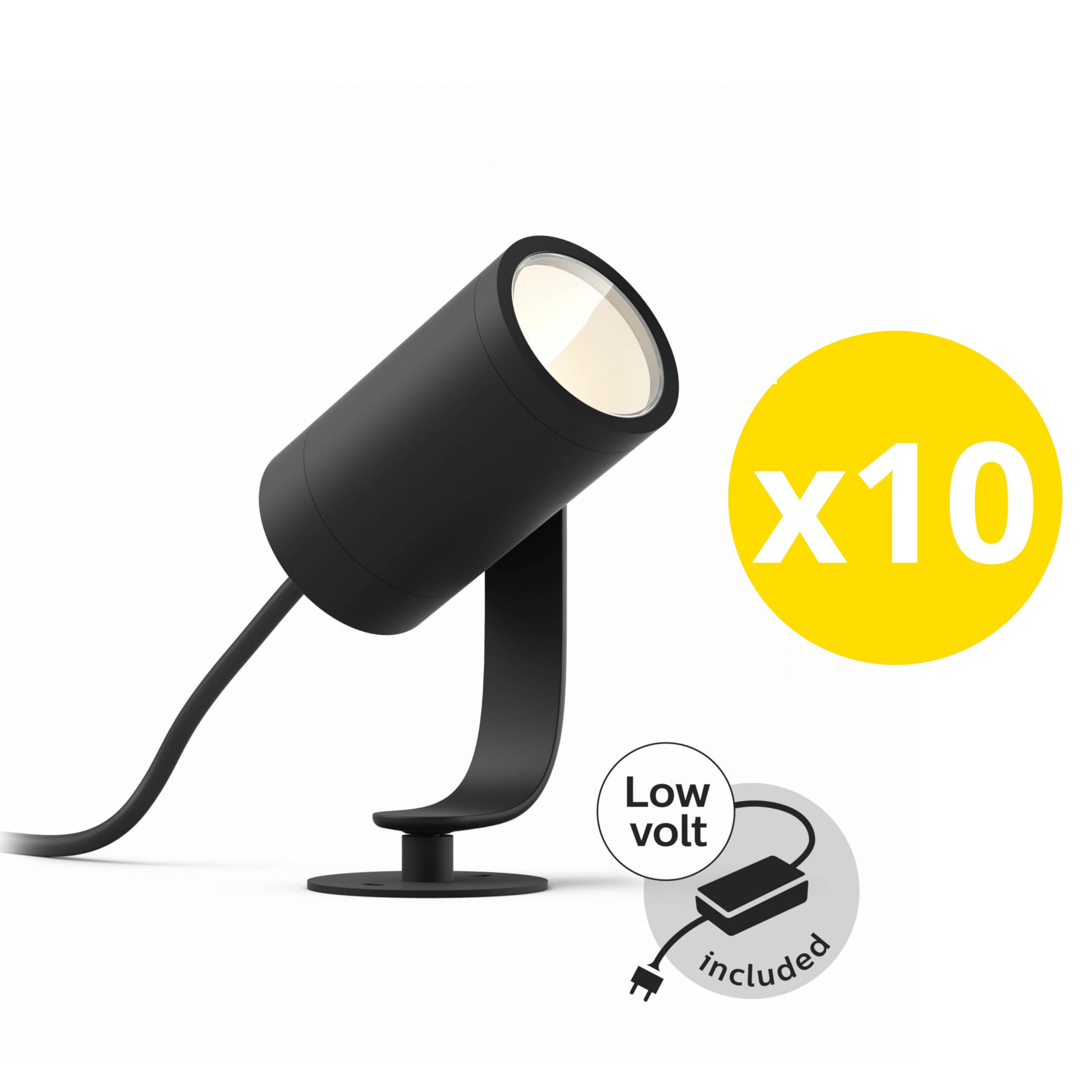 Philips Hue Lily Kit de base avec 10 spots de jardin (anthracite) - Lumière blanche et colorée - Comprend 1 câble d'alimentation - Éclairage de jardin - Hue White and Color Ambiance