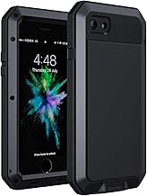 Lanhiem für iPhone SE 2020 / SE 2022 Hülle, iPhone 8 Hülle 360 Grad Outdoor Schutzhülle Stoßfest Tough Armor Metall Panzerhülle Heavy Duty iPhone 7 Handyhülle mit Panzerglas, Schwarz