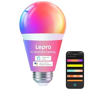 Lepro B1 AI Smart Light Bulbs - RGBWW Color Changing LED Bulb Works with Alexa & Google Assistant, AI Voice Control, Music Sync, A19 E26 Base, 8.5W 800Lumen, 2.4GHz WiFi & Bluetooth, 1 Pack(NO Remote - Amazon product rated Grade A