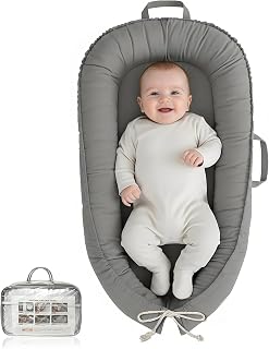 BaobravaDirect Baby Lounger Newborn 0-24 Months - 100% Cotton Breathable Portable Infant Nest for Tummy Time, Play & Travel