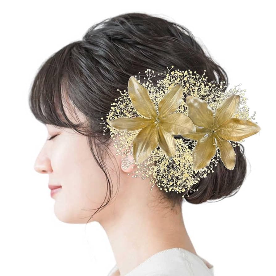 カサブランカ ユリ ヘアアクセ 髪飾り8輪
