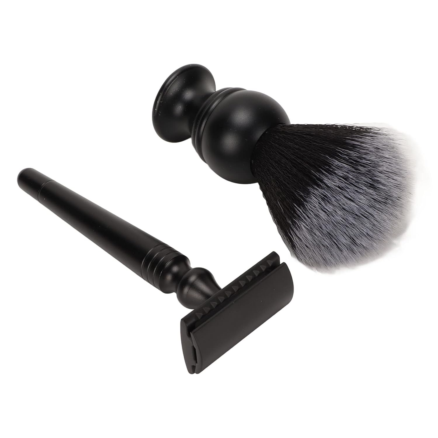 3Pcs Trimming Brush Set for Men, Black Beard Care Kit, Safety Trimming Blade Brushes with Stand Holder, Stainless Steel Trimmer Brush Set for Most, Gift for
