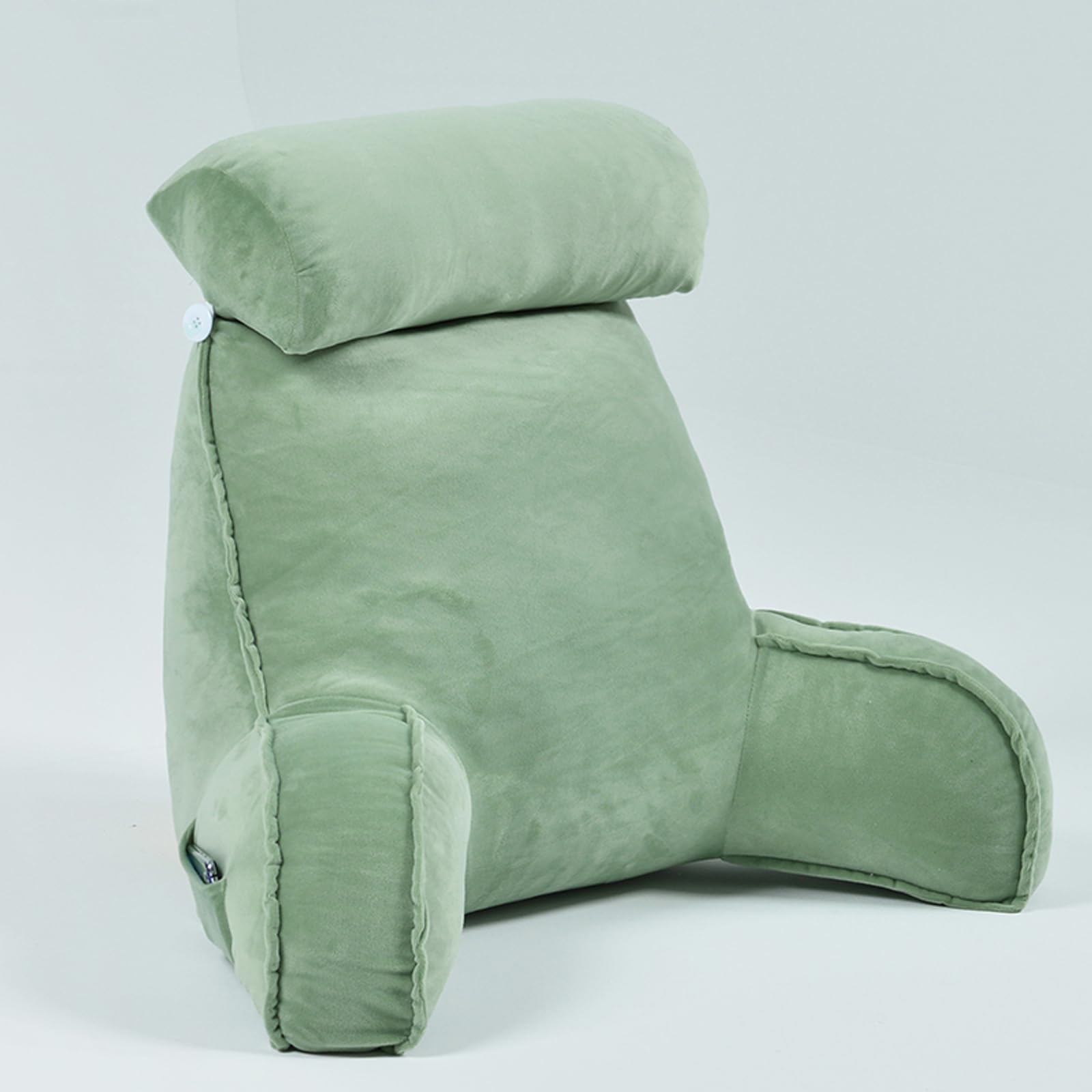 MANGGUO Almohada de Lectura,Cojín de Lectura,Cojín Apoyo de Espalda,Almohada de Lectura con Brazo,Ideal para Trabajar,Leer o Jugar en la Cama/Sofá/Suelo (Light Green)