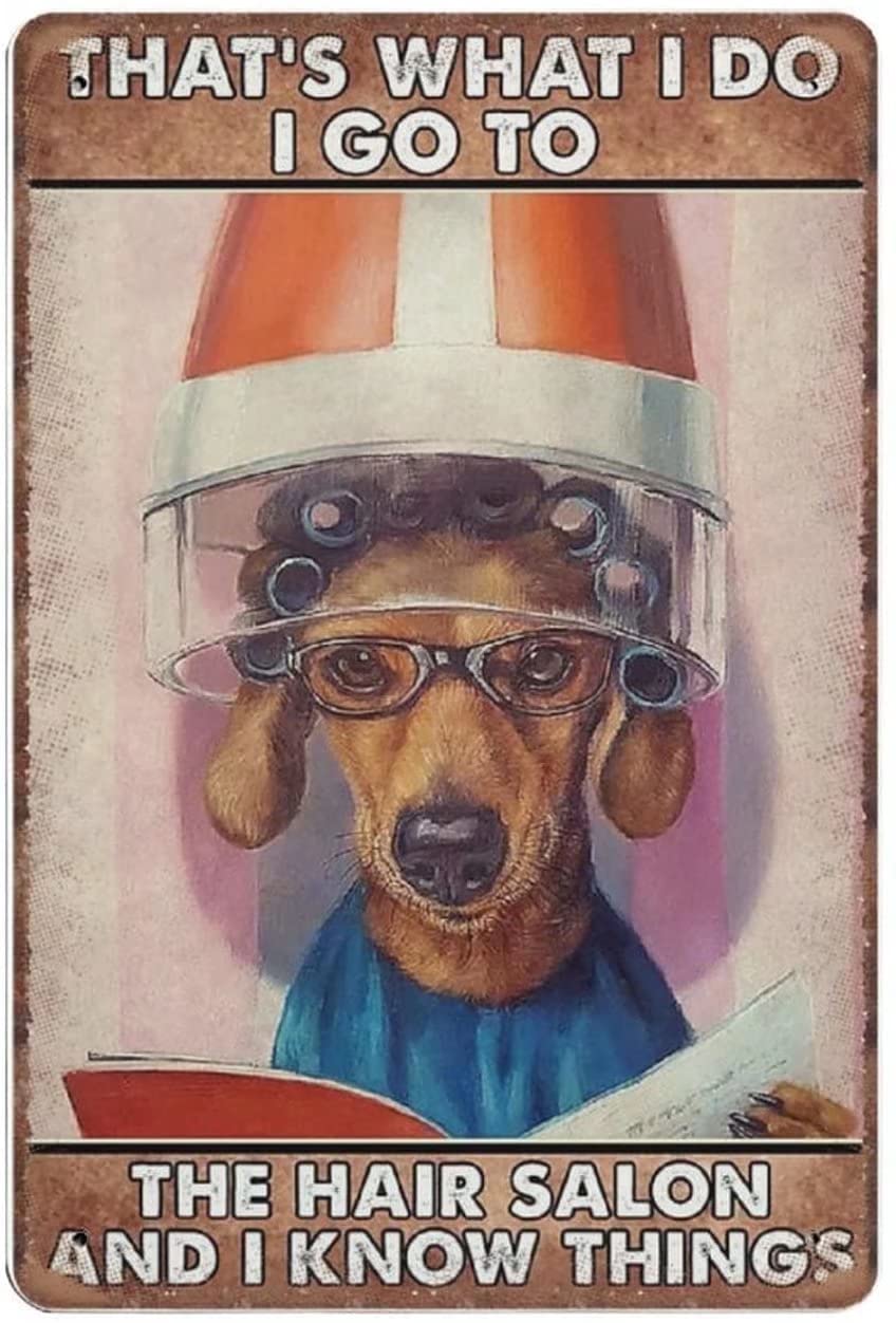 Funny Dog Hair Salon Metal Tin Sign Vintage Chic Art Decoration for Home Bar Cafe Farm Store Garage or Club 8x12 Inch