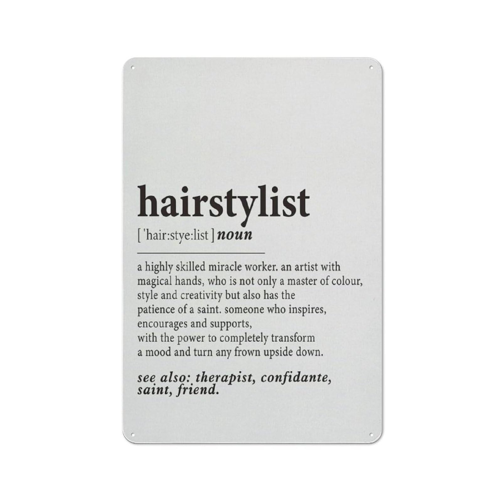 Acdoet Tin-07 Rustic Metal Tin Sign Hairstylist Definition Print Wall Art Hair Salon Decor Hairstylist Painting Poster Dictionary Artwork Hair Stylist Gift 8X12 Inch