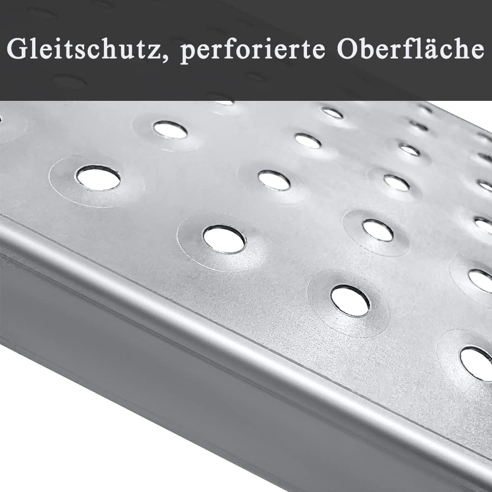 LILIIN 2X Auffahrrampe PKW Verladerampe 400 kg Verladeschiene Verzinkter Stahl Laderampe Anhängerrampe Tragfähigkeit Alu Rampe für Motorrad, Anhänger, Rasenmäher, Rasentraktor (160cm, Silber)